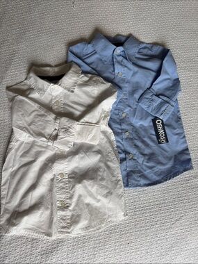 OshKosh B'gosh White and Light Blue Button-Down Dress Shirts